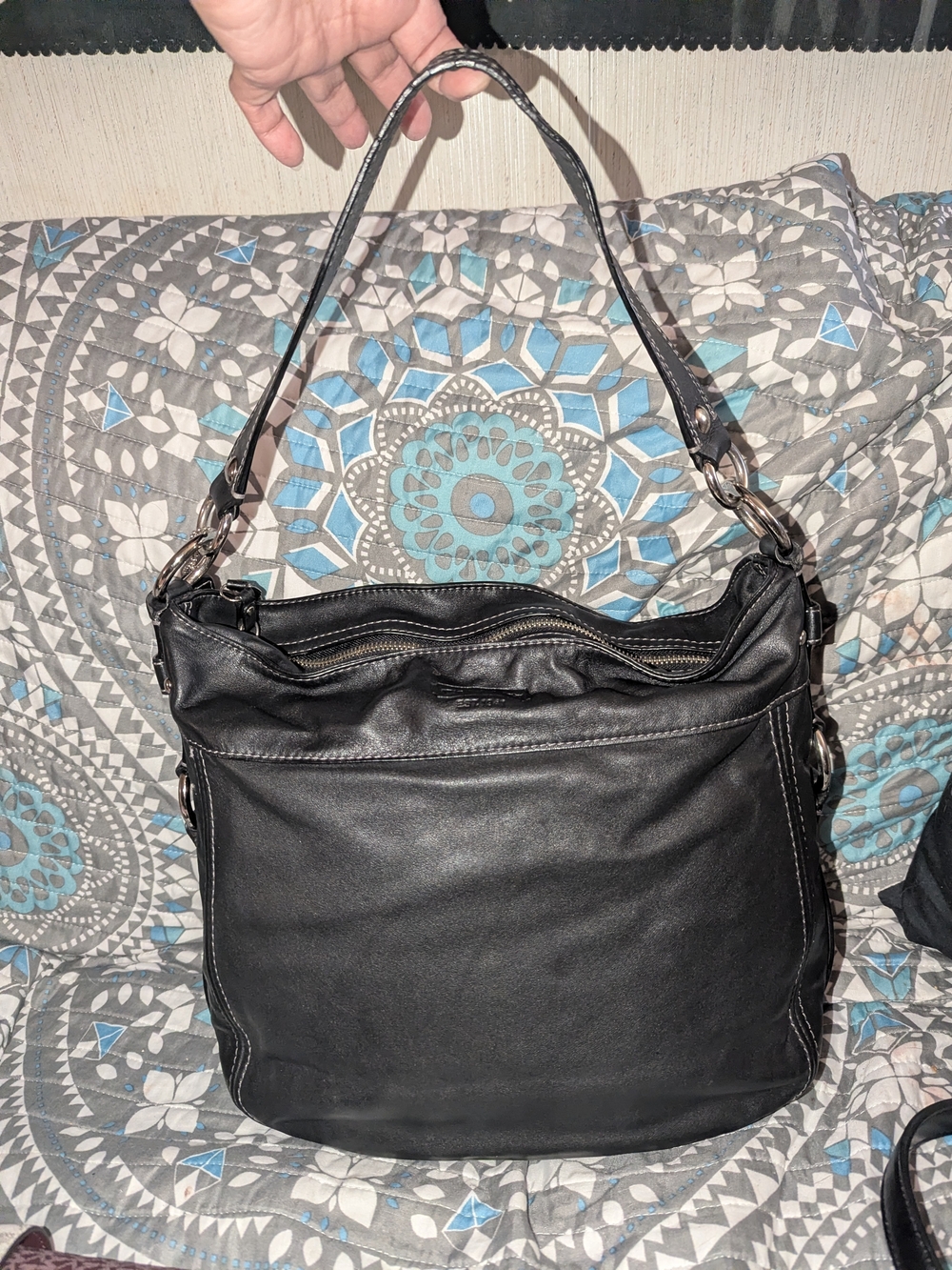Coach Black Leather Hobo Shoulder Bag